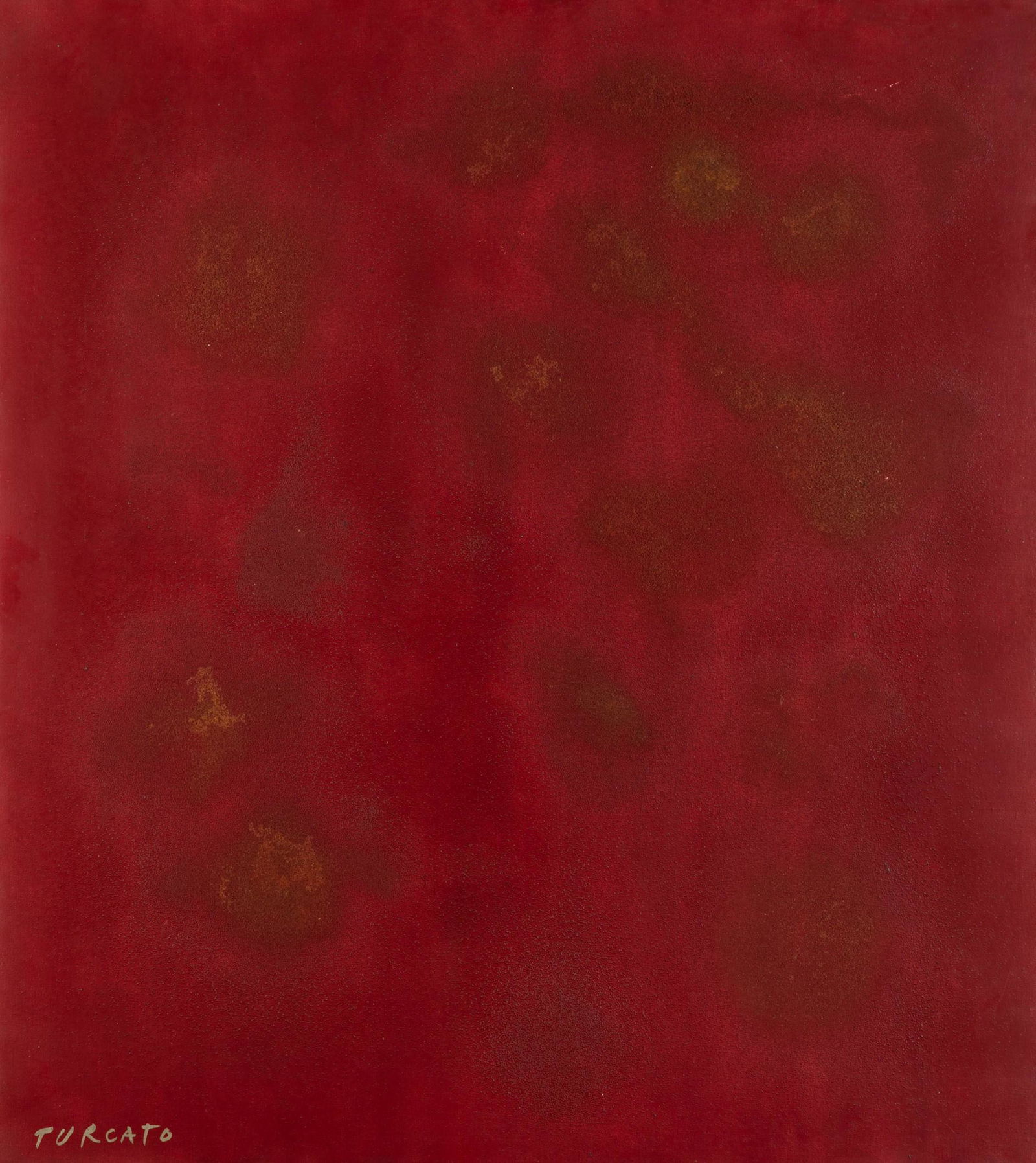 G. Turcato, Composizione, 1969: Giulio Turcato (1912-1995). Oil and mixed technique on canvas. 90x80cm. Signed