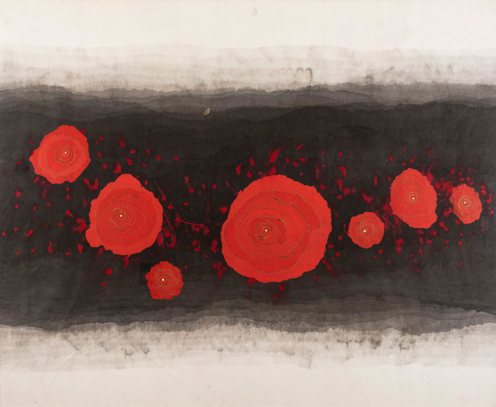 M. Kim, Mutazione, 2005: Minjung Kim (1962). Mixed technique on rice paper. 135x165cm