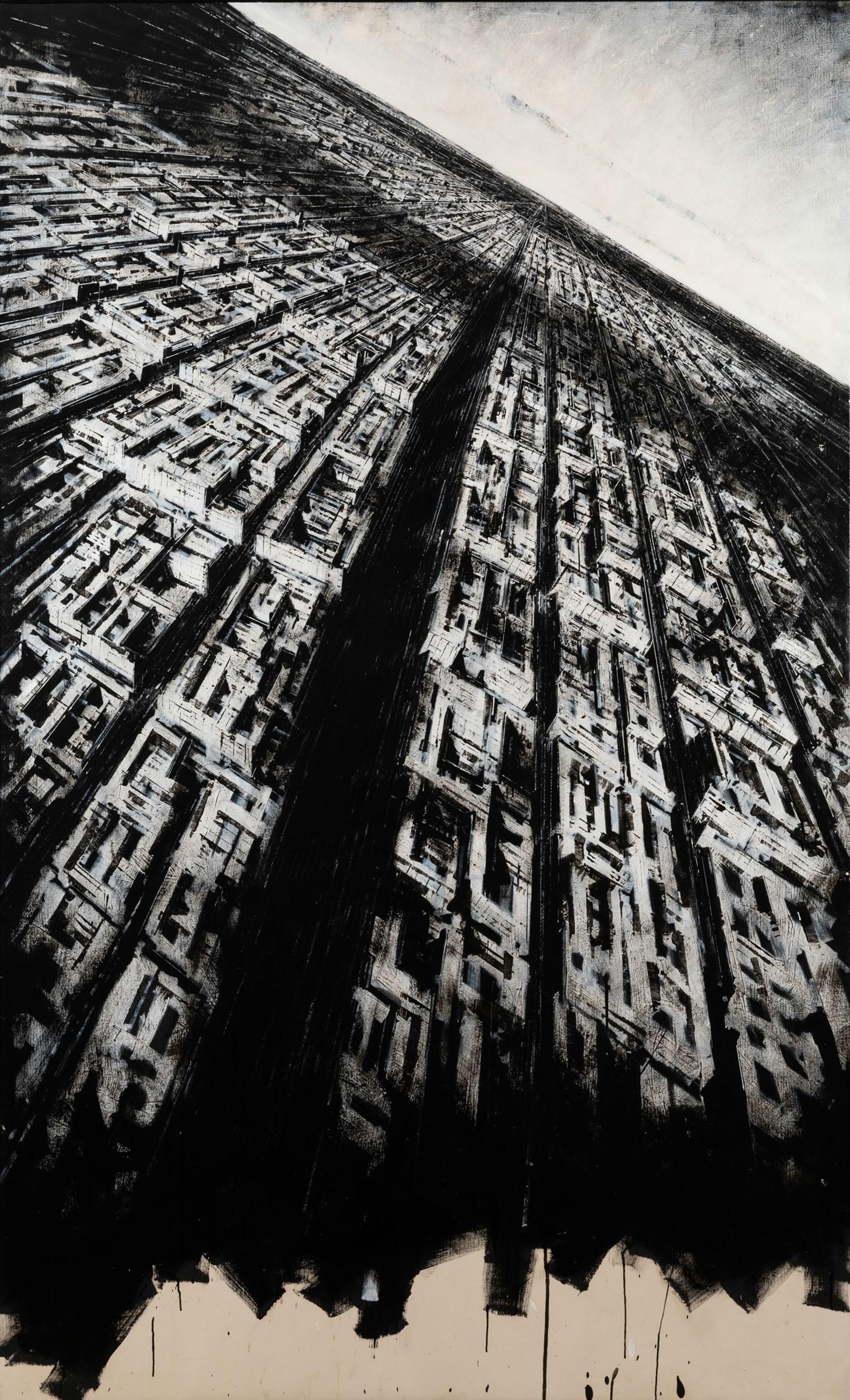 J. Guaitamacchi, Target, 2003: Jonathan Guaitamacchi (1961). Mixed technique on canvassed paper. 230x140cm. Signed, titled and dated