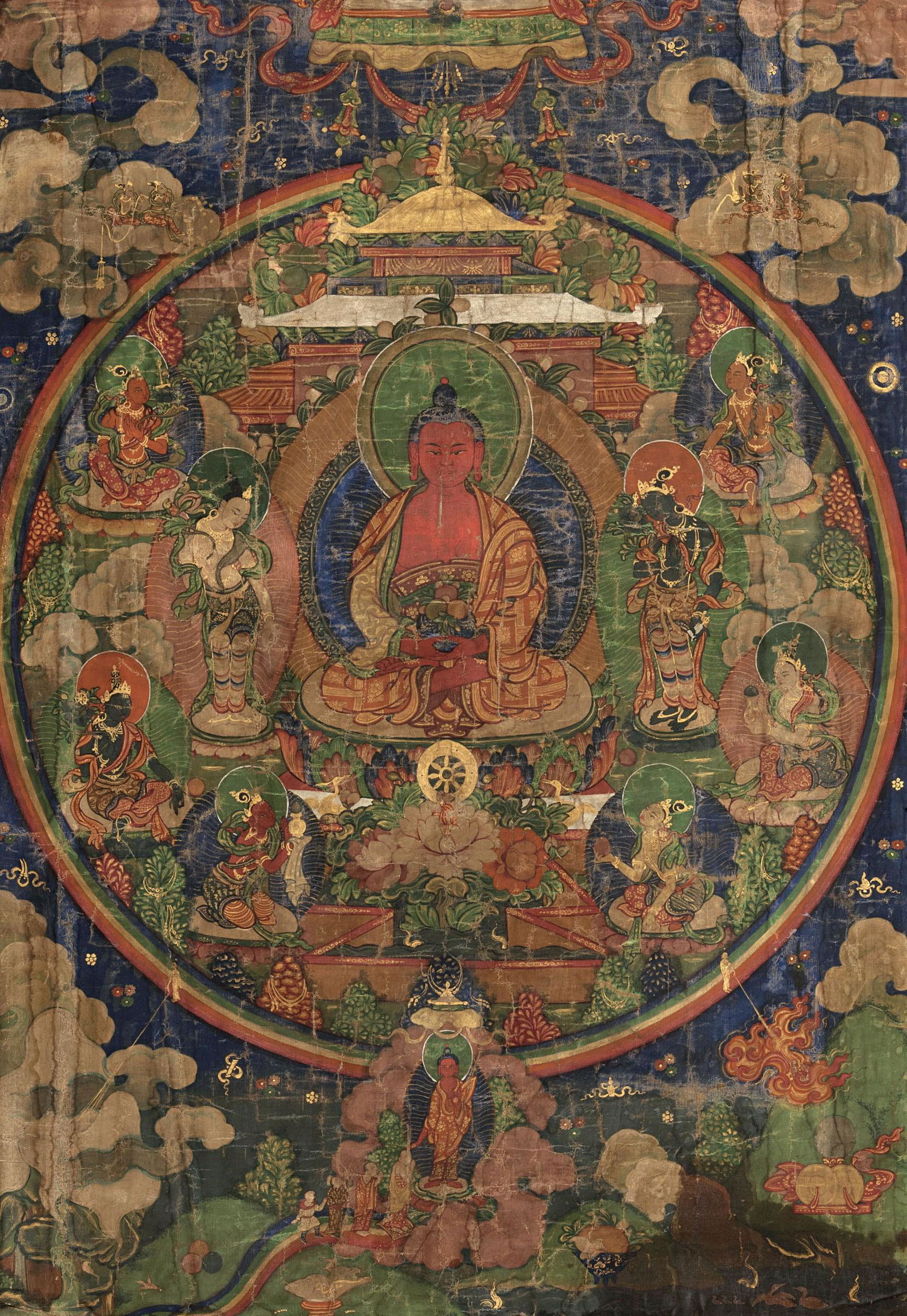 A silk Thangka, Tibet, 1700s (1 of 3)