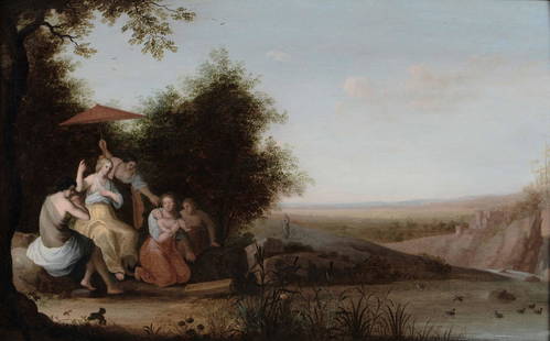 Cornelis Willaerts (Utrecht 1611-1666 ca), Il: coppia di dipinti a olio su tavola, cm 35x55 uno firmato e datato in basso a destra “Willaerts 1645”, "Entrambe le opere sono trattate con vivace gusto descrittivo ed in entrambe risulta c