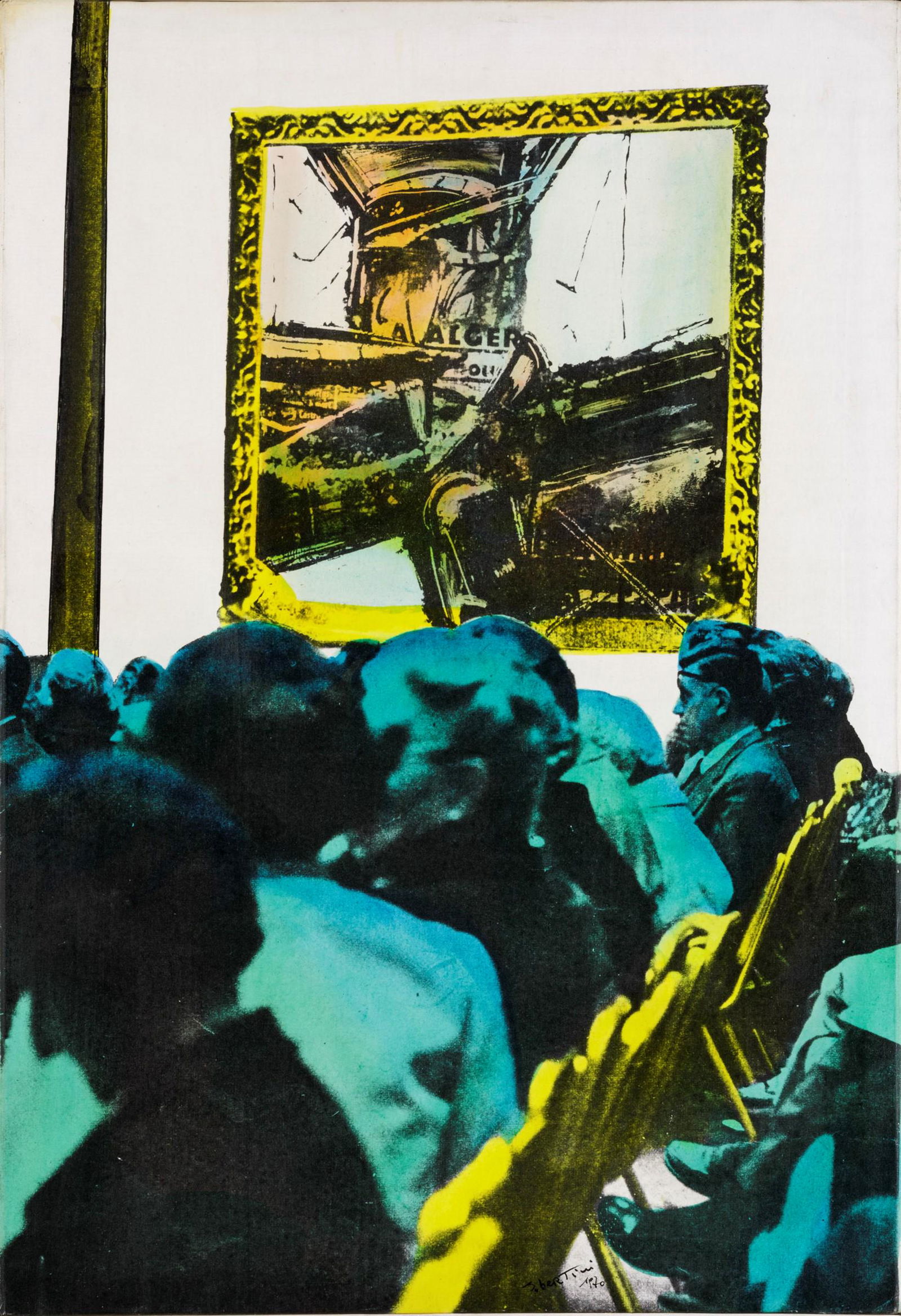 Gianni Bertini (1922-2010), Lâ€™incanto, 1970: tela emulsionata, cm 77x53,5 firmato e datato in basso al centro firmato, intitolato e datato al retro Etichetta al retro della Galleria Salvatore Ala, Milano
