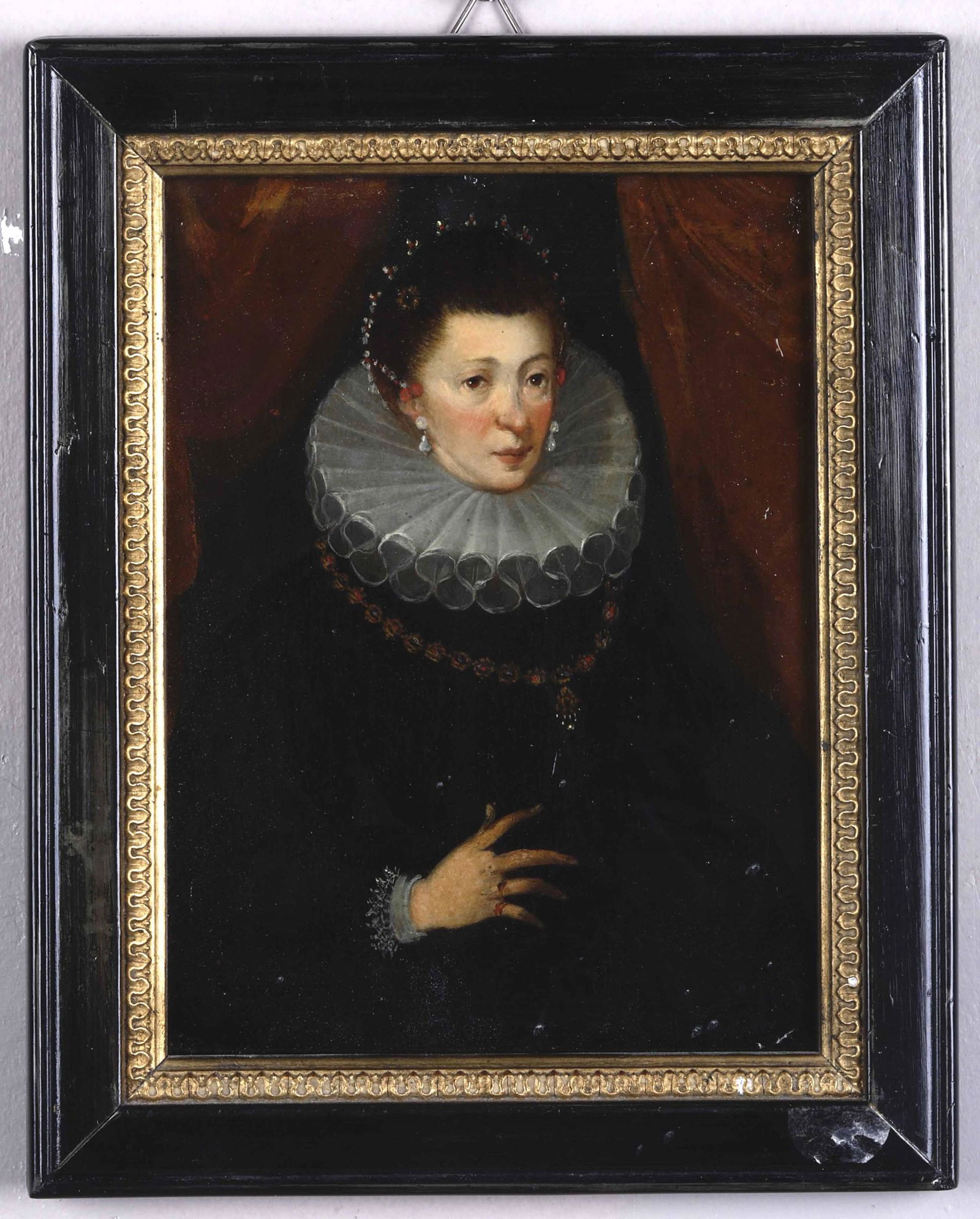 Artista fiammingo della fine del XVII secolo, Ritratto: olio su rame, cm 18,5x14