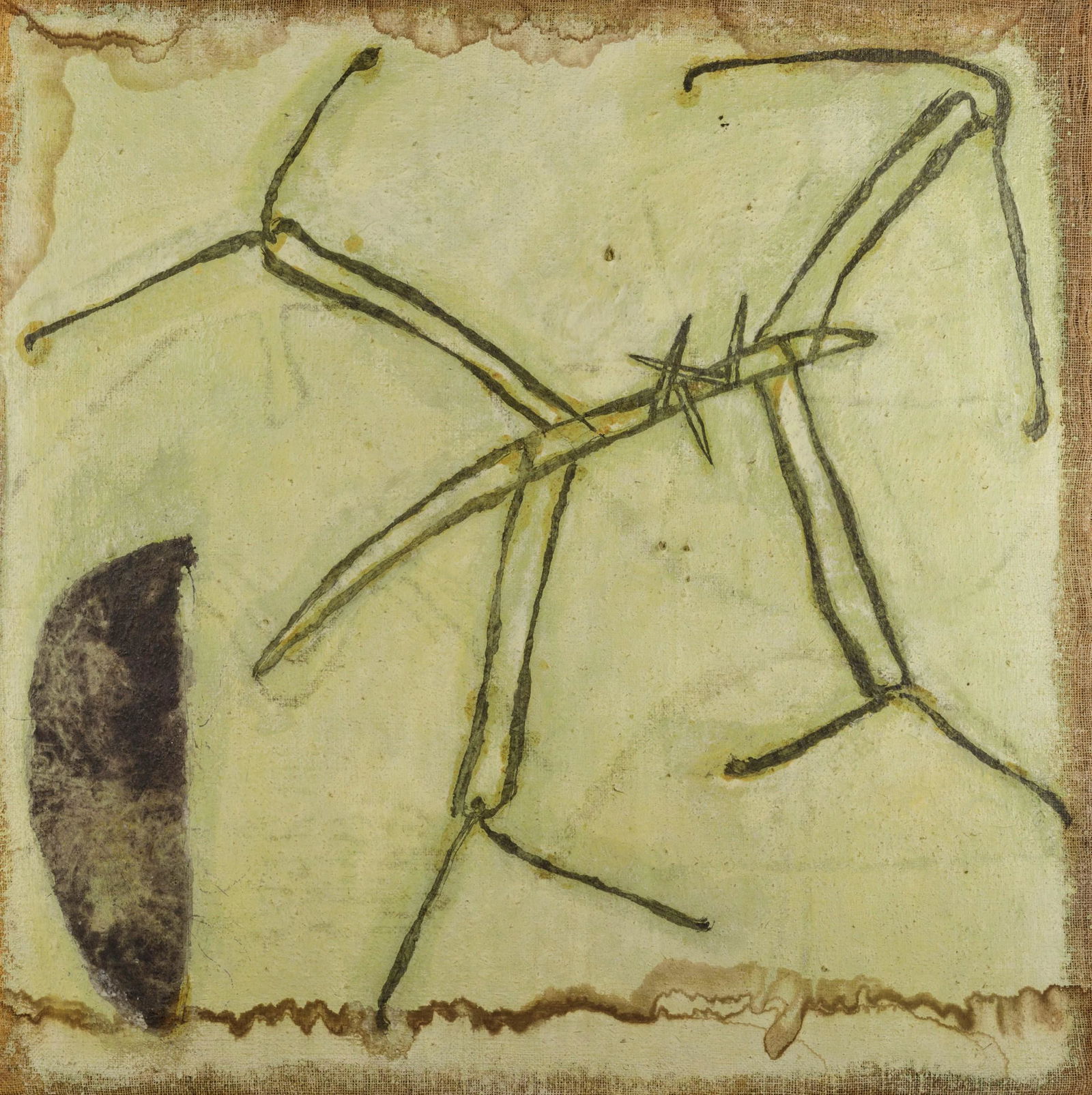 Marco Tirelli (1956), Senza titolo, 1981: bitume e tempera su tela, cm 100x100 firmato e datato al retro Autentica dell'artista su fotografia, Provenienza: Collezione Borroni, Bollate (MI)