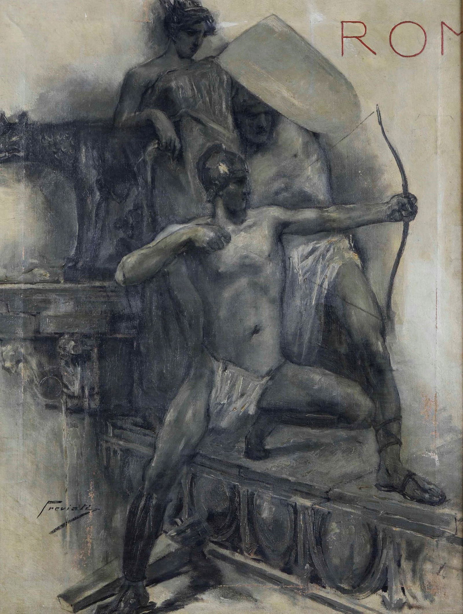 Gaetano Previati (1852-1920), Studio: olio su tela cm. 64x49 firmato in basso a sinistra