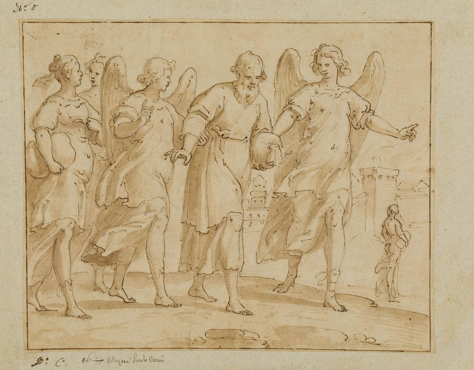 Bernardo Castello (Genova 1557-1629), Loth e le figlie: penna, inchiostro bruno e biacca su carta, mm 180x240 Provenienza: Genova, coll. Santo Varni; Venezia, coll. privata, Presso lâ€™Accademia Carrara di Bergamo Ã¨ conservato un disegno con il med