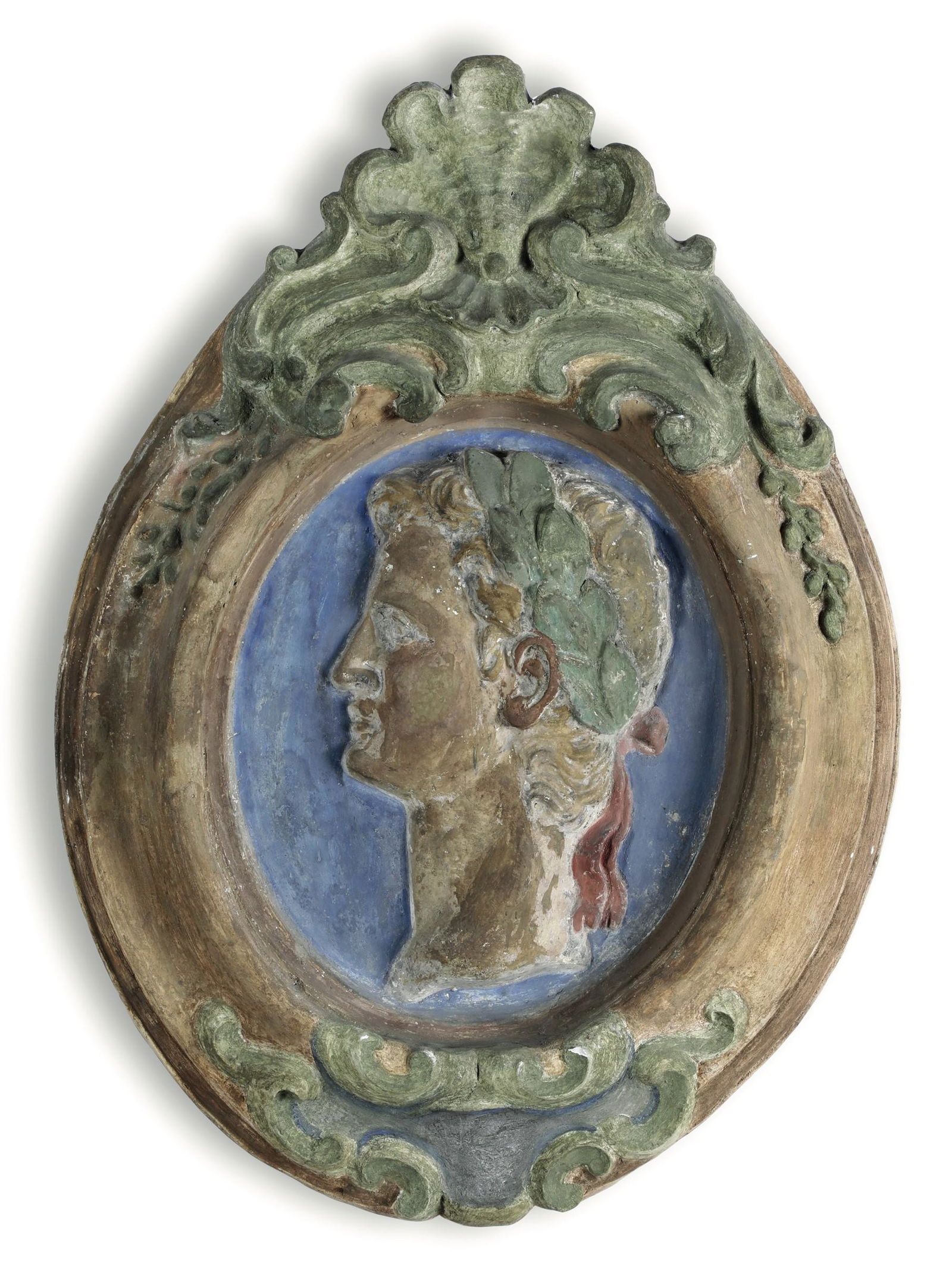 Serie di 4 ovali raffiguranti imperatori in stucco (1 of 4)