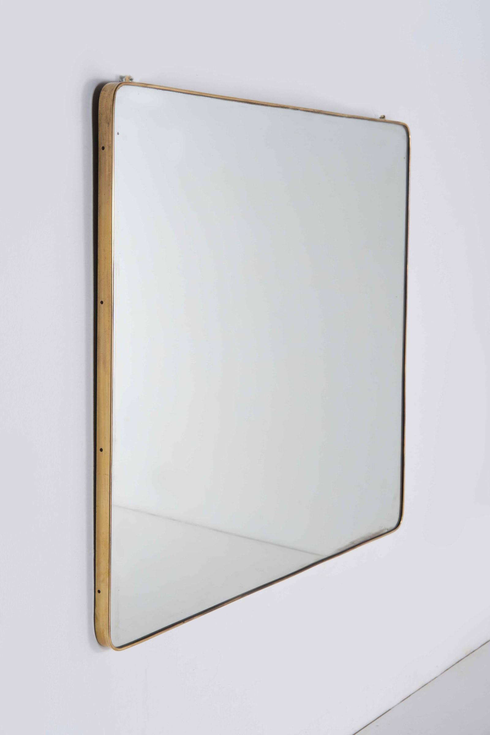 Specchiera in vetro con profilo in ottone., (1 of 2)