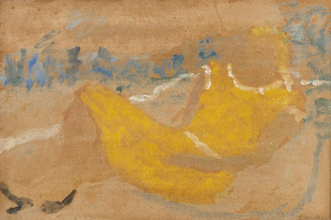 Renato Birolli (1905-1959), Giallo su verde, 1931: tempera su carta riportata su tela, cm 22x33 firmato e datato in basso a destra Etichetta al retro della Galleria dell'Annunciata, Milano Opera registrata presso lâ€™Archivio Renato Birolli, Mila