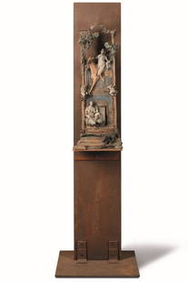 Ugo Riva (1951), Mala tempora currunt, 1993: terracotta decorata a smalti, cm 84x33x15. Bibliografia: Nielfi Salamon, Ugo Riva Scultore, Silvana Editoriale, 2008, p. 49