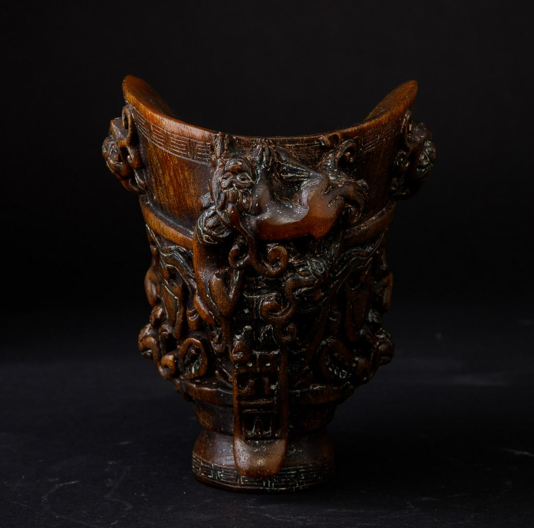 A buffalo horn cup, China, Qing Dynasty, A buffalo horn (1 of 6)