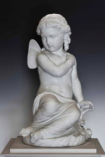 Pio Fedi (1816 Viterbo-1892 Firenze), Allegoria: iscrizione alla base “Pio Fedi scolpiva in Firenze 1869”., Il raffinato lavoro, in cui la purezza delle forme già si palesa nelle lucenti trasparenze del candore immacolato del marmo di