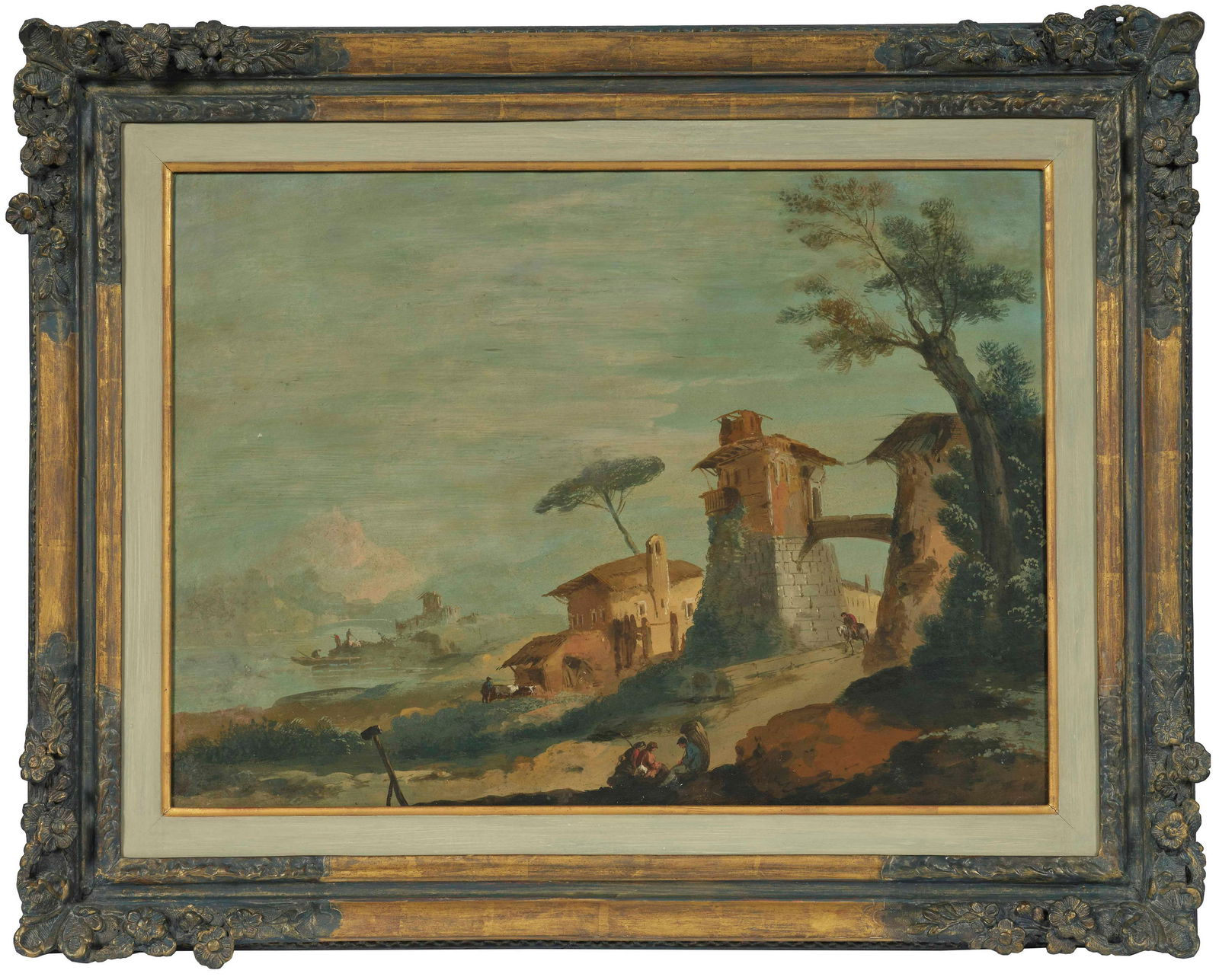 Giuseppe Bernardino Bison (1762 Palmanova-1844 Milano: due dipinti, tempera su cartone, W. 64 - H. 47 cm