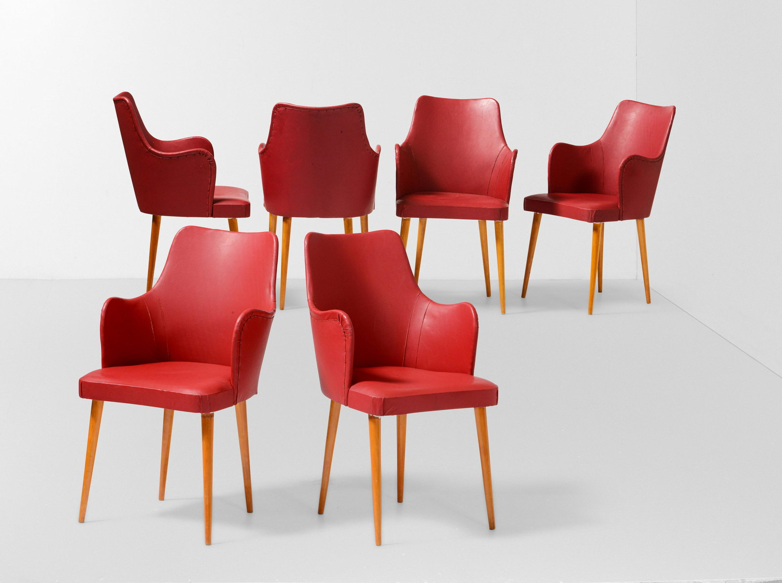 Borsani Osvaldo, Sei poltroncine mod. P35 con struttura (1 of 2)