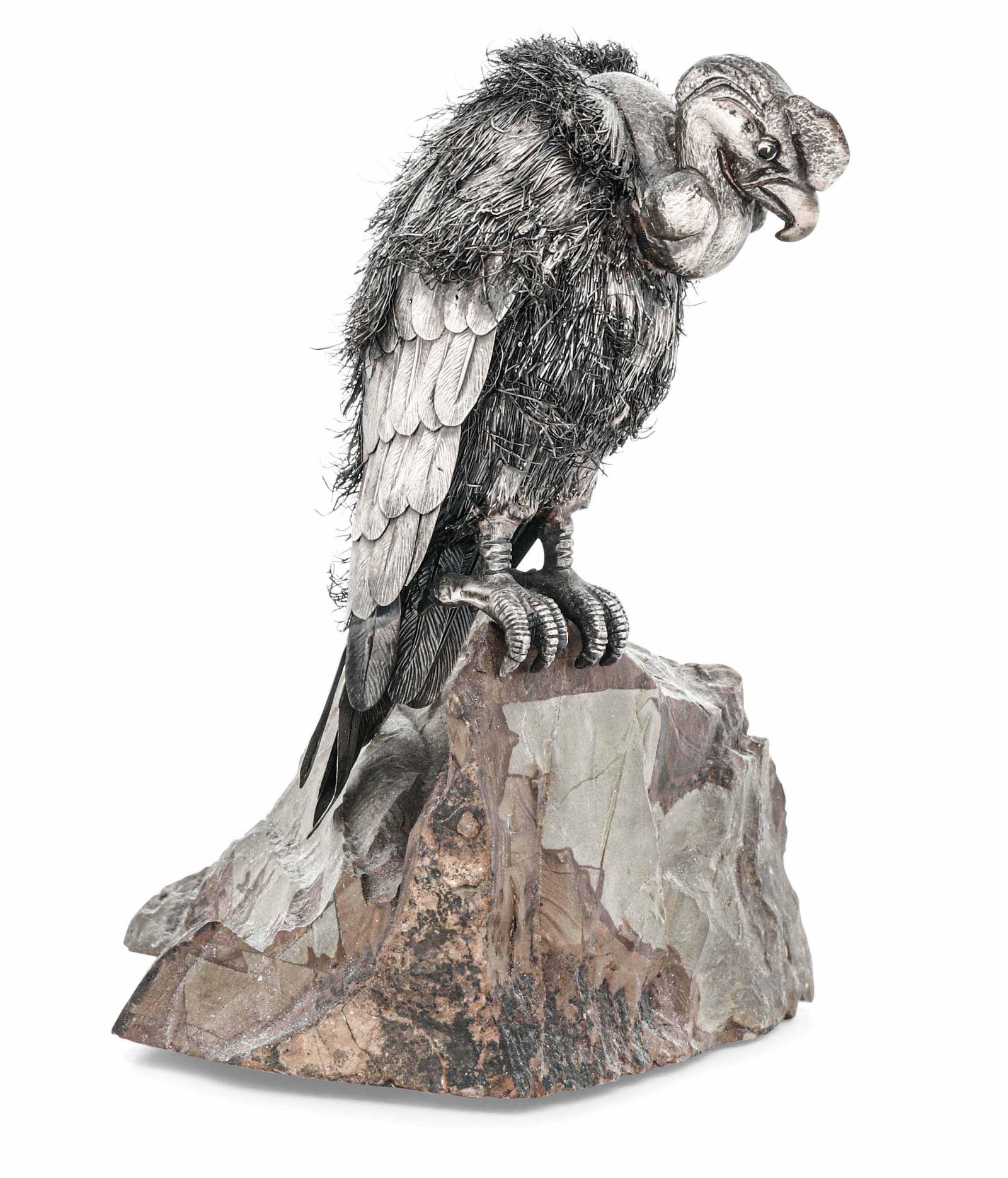 Condor in argento su pietra paesina. Argenteria: .