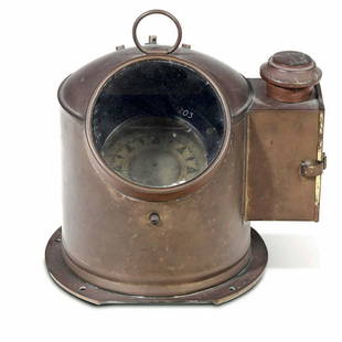 Piccola bussola da imbarcazione, XX secolo: cm 27x21x21