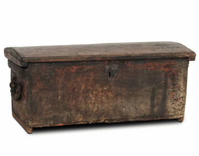 Cassa da marinaio con imbarcazione dipinta all'interno: W. 105 - D. 44,5 - H. 48 cm