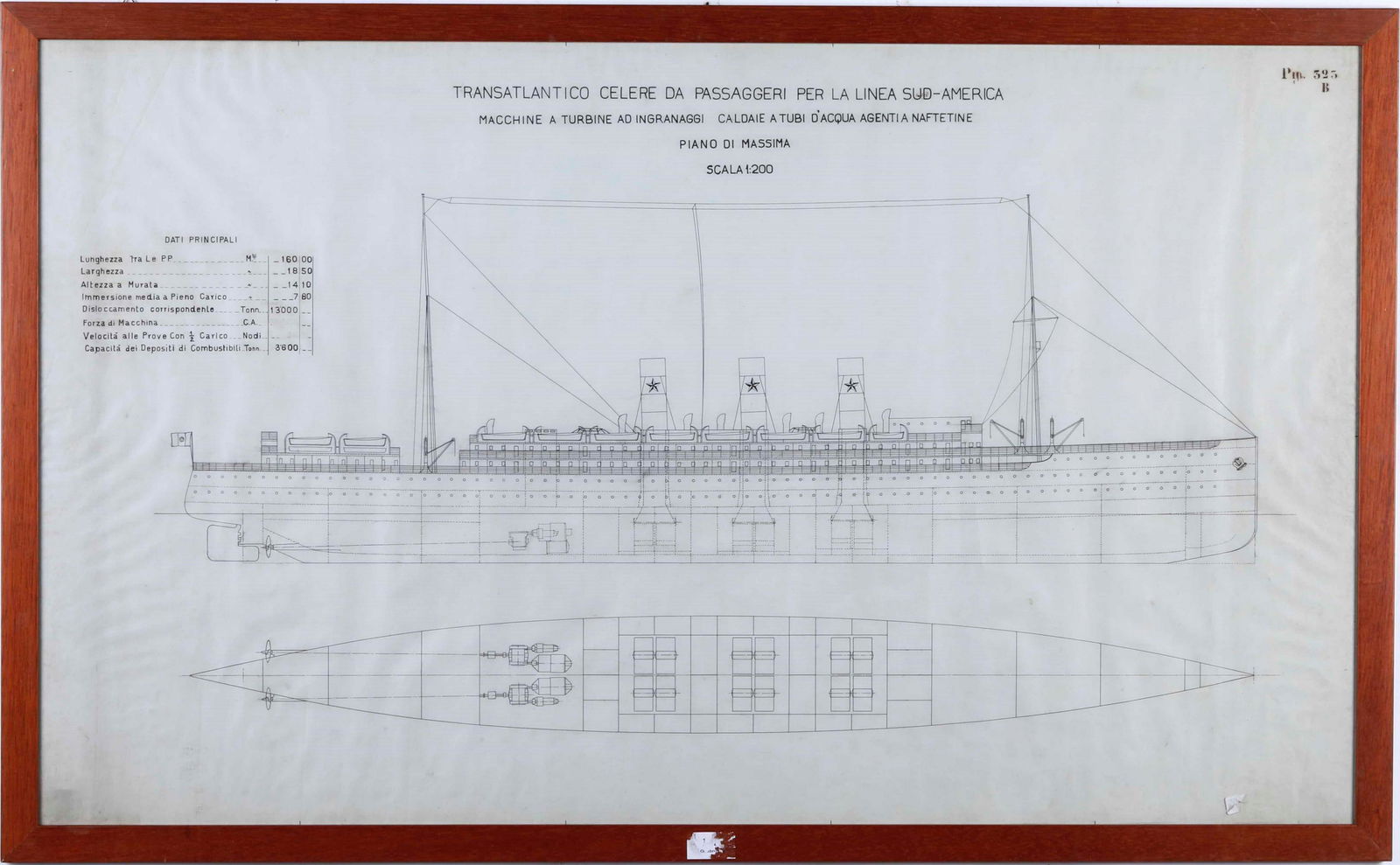 Progetto a china dei Cantieri Ansaldo per Transatlantico celere da passeggeri per la linea (1 of 1)