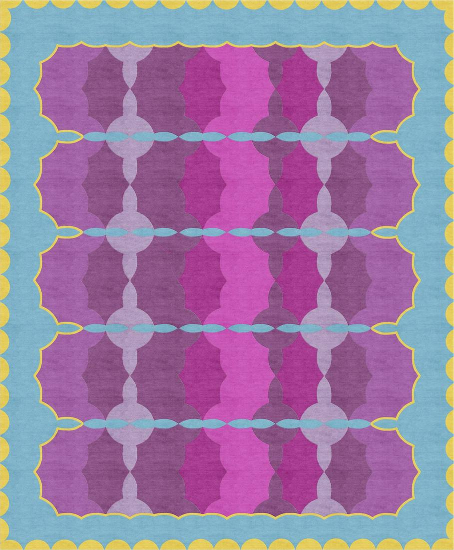 Tappeto "Stella", disegno di Federica Tondato per Fedora design: Annodato a mano, 100 nodi per Sq/inch, 100% lana, made in India. Anno 2019, W. 460 - D. 380 Cm