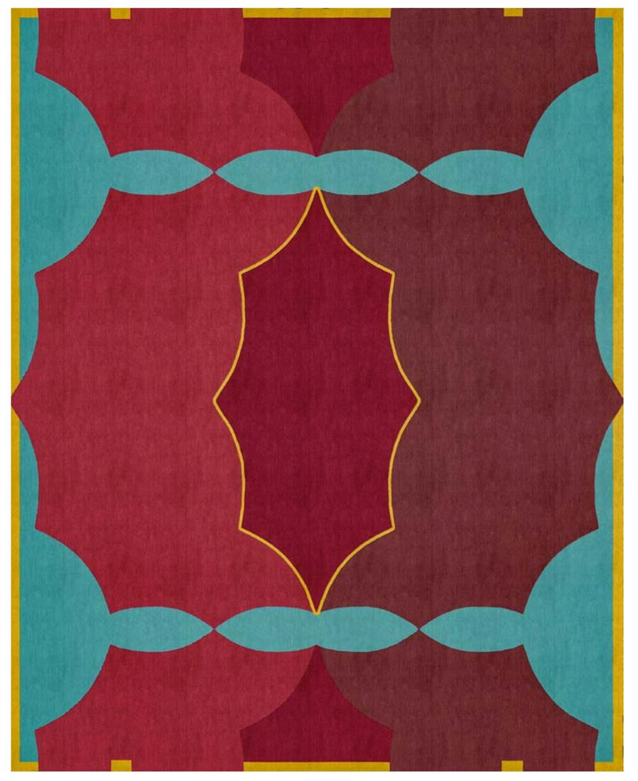 Tappeto "Star", disegno di Federica Tondato per Fedora design: Annodato a mano, 100 nodi per Sq/inch, 100% lana, made in India. Anno 2019, W. 360 - D. 305 Cm