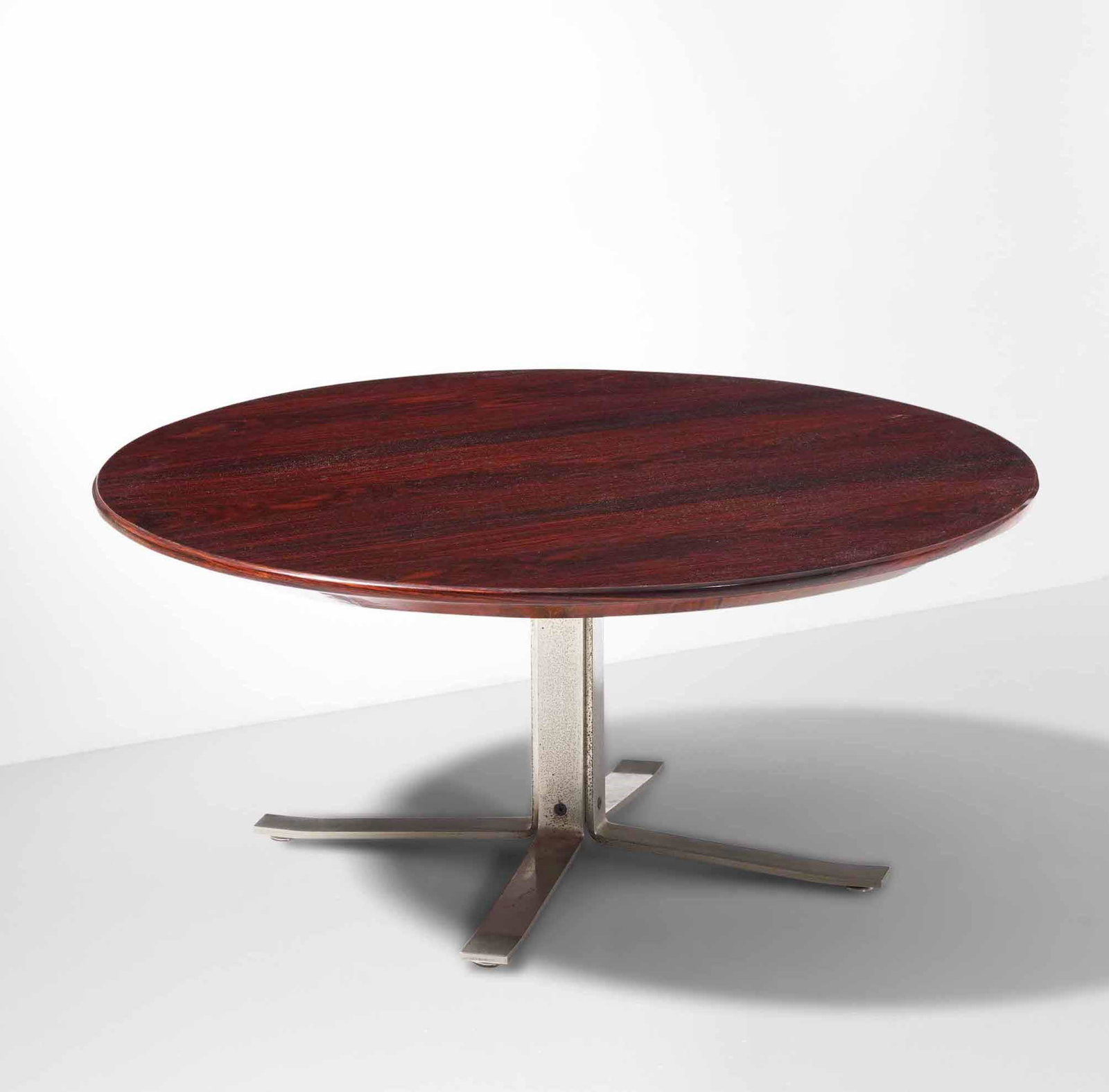 Formanova: Tavolo basso. Struttura in acciaio con piano in legno., Prod. Formanova, 1970 ca., W. 90 - H. 40 Cm