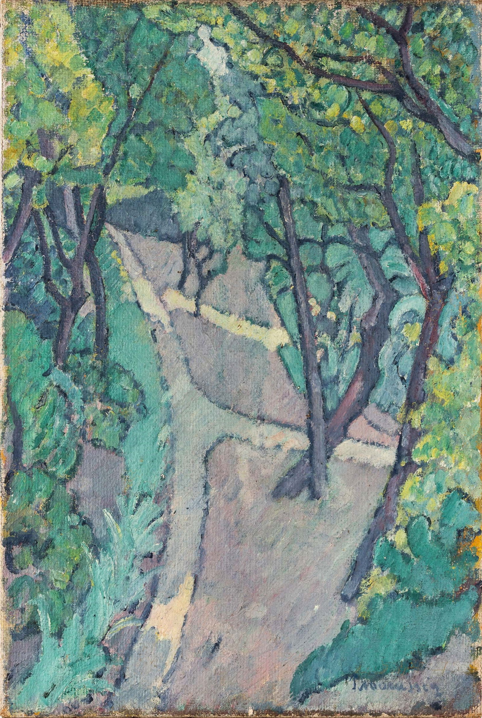 Piero Marussig 1879 Trieste-1937 Pavia Nel parco: oil on canvas. 1916. signed lower right iero Marussig (1879-1937). Catalogo generale a cura di Nicoletta Colombo, Claudia Gian Ferrari, Elena Pontiggia, Silvana Editore,Cinisello Balsamo, 2006, tav. 1