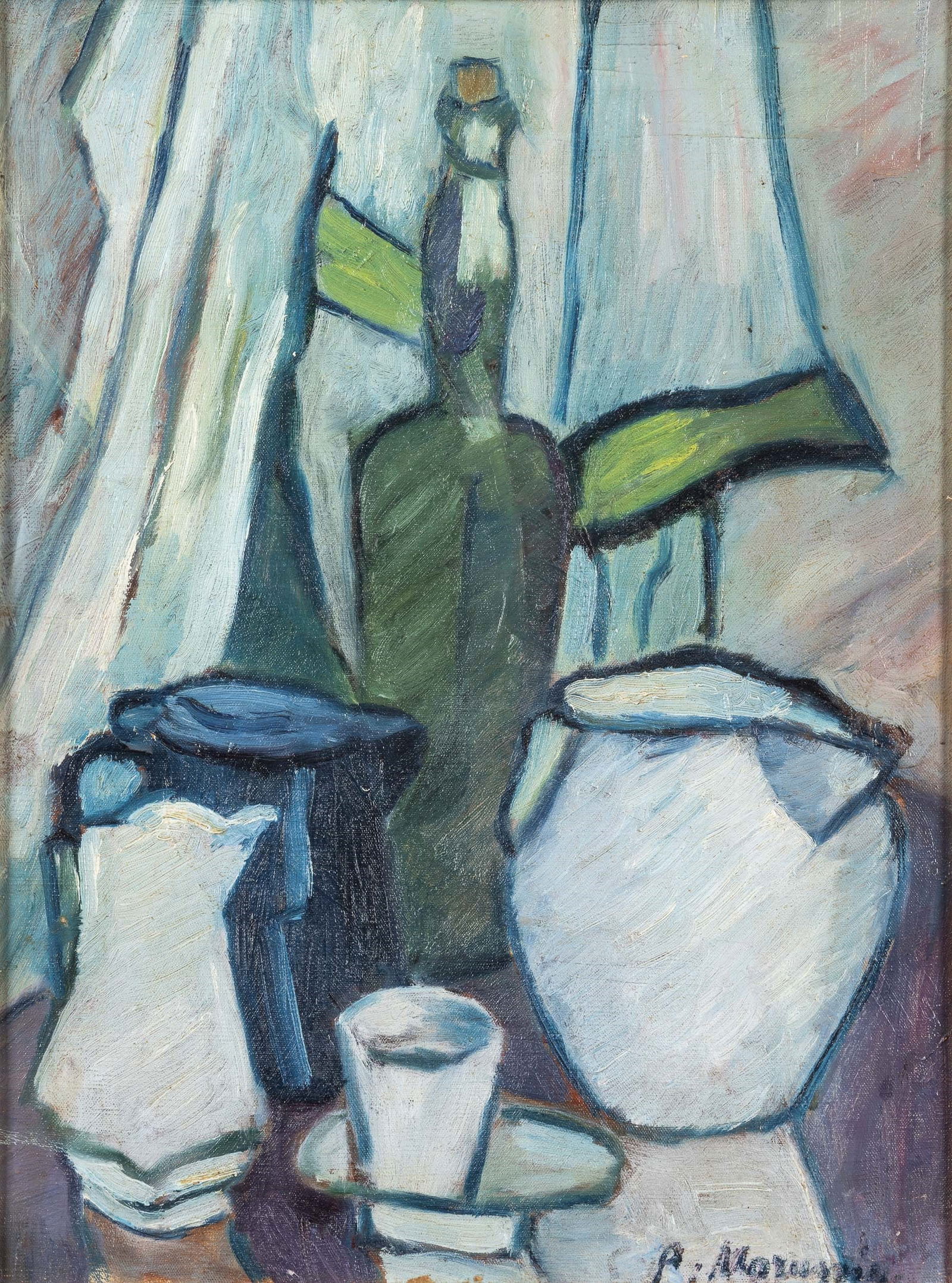 Piero Marussig 1879 Trieste-1937 Pavia Natura morta: oil on canvas. 1918 circa. signed lower right. Private collection, Bergamo