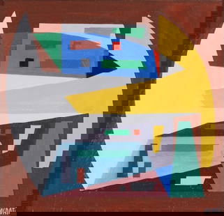 Atanasio Soldati 1896 Parma-1953 Parma Untitled: tempera and mixed media on paper. . signed lower left.