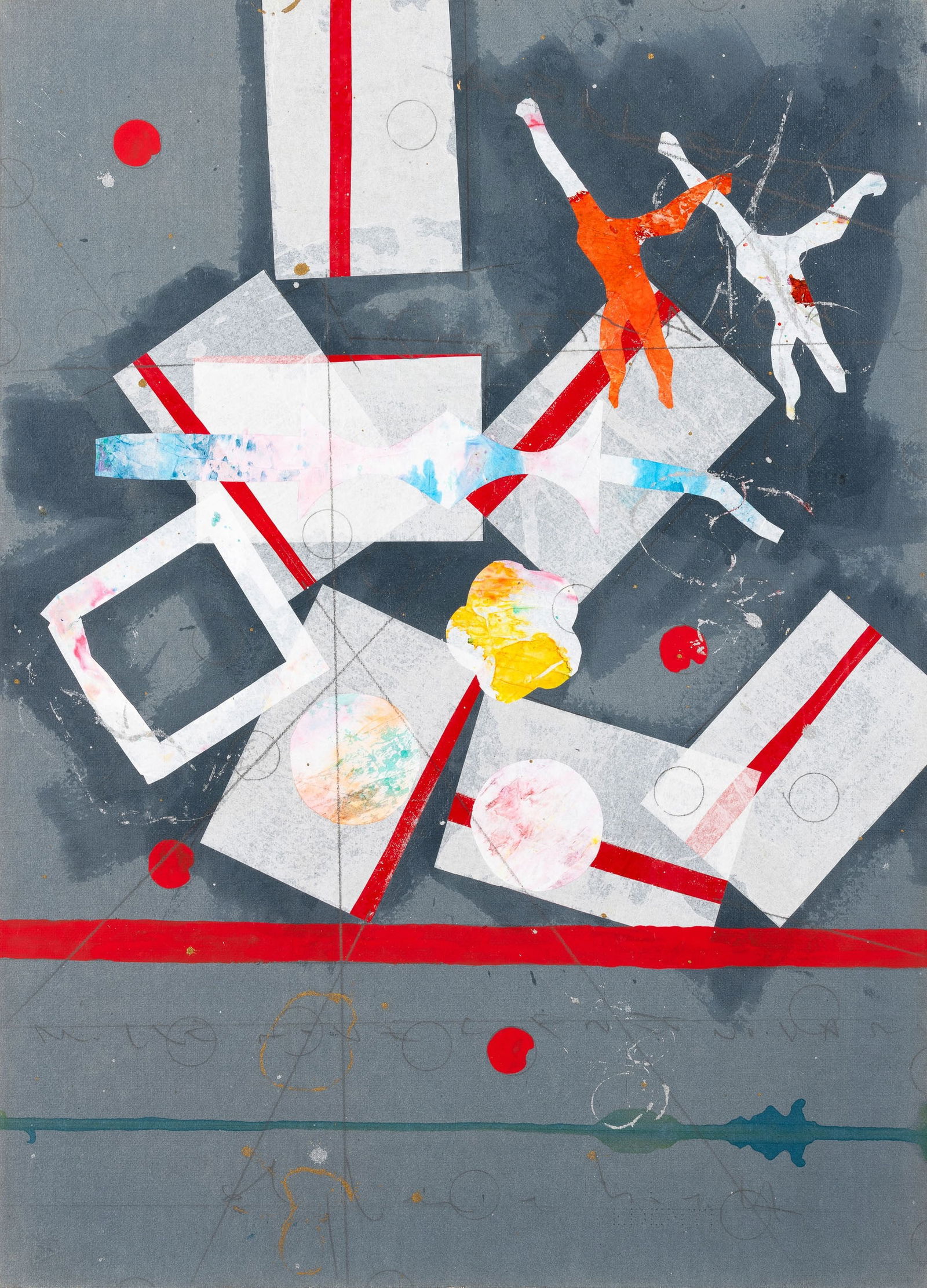 Alighiero Boetti 1940 Torino-1994 Roma Untitled: collage and mixed media, laid down on paper. 1990. signed lower left centre label on the back by Galleria d'arte Augusto Consoerti, Rome. Private collection