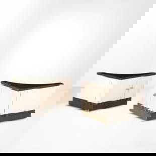 Ico Parisi  Due mobili contenitori della serie 540: Struttura in legno laccato ed ebanizzato. Pomelli in metallo. Prod. Fratelli Longhi, Italia, 1960 ca. Domus n. 478, settembre 1969.