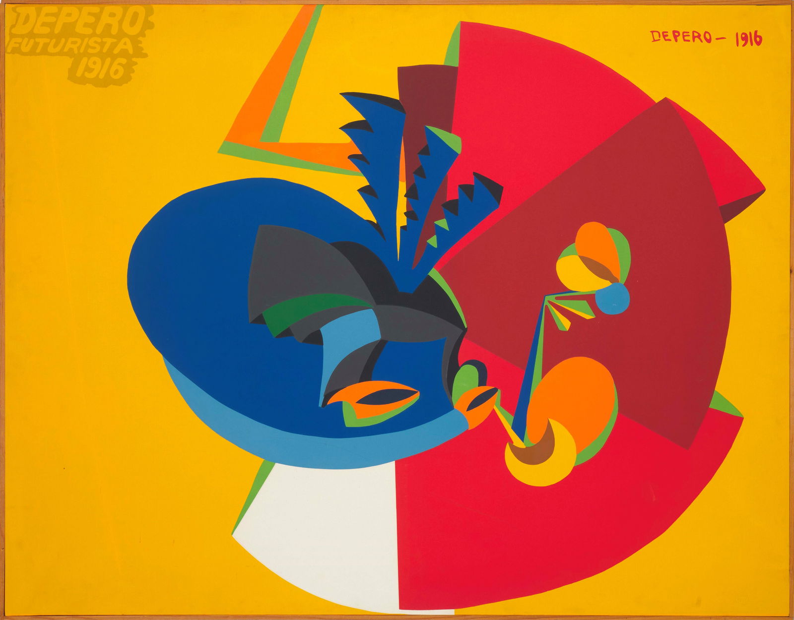 Fortunato Depero Serigrafia riportata su tela: Es. 128/250 Marchio originale. Prod. Italia, 1916