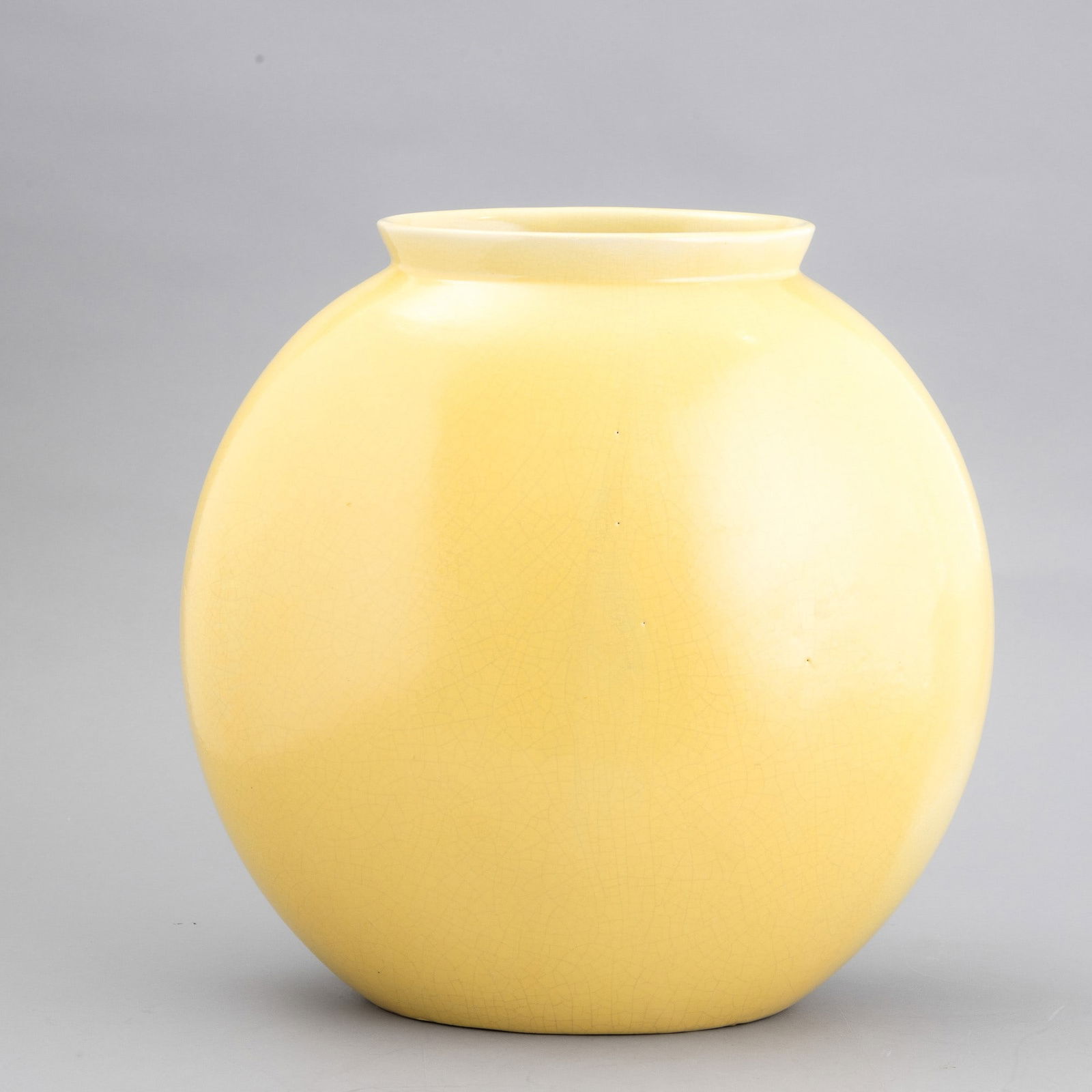 Guido Andloviz 1900-1971 G. Andloviz, S.C.I., Laveno 1935 ca: A slip-cast earthenware vase with an enamel decor. Stamped manufacturer's mark, altezza cm 33,5, larghezza cm 33,5