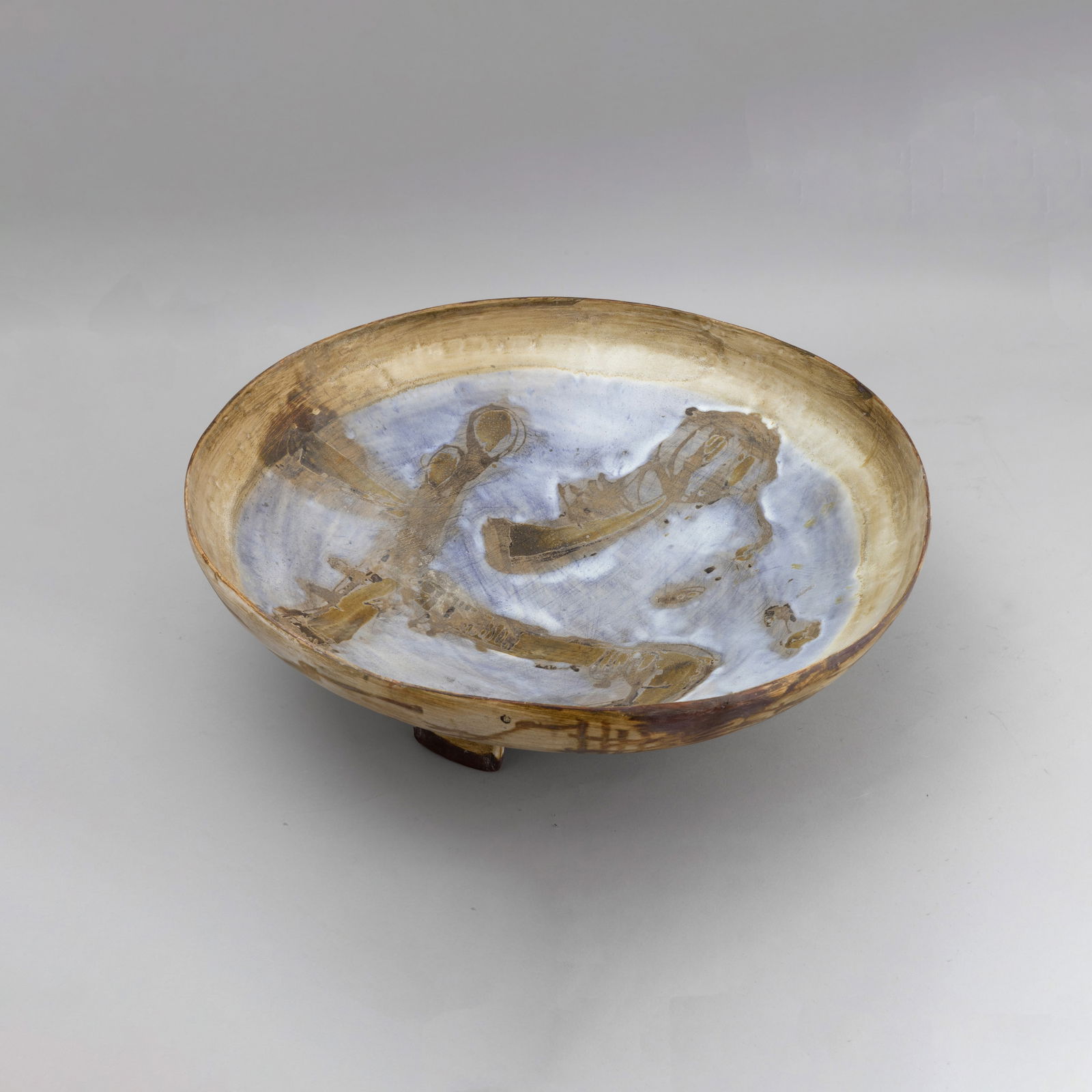 Albert Diato 1927-1985 A. Diato, 1958 ca: A majolica-tiled terracotta bowl with an abstract decor. Artist's monogram and date Milano 58, diametro cm 50 altezza cm 17,5