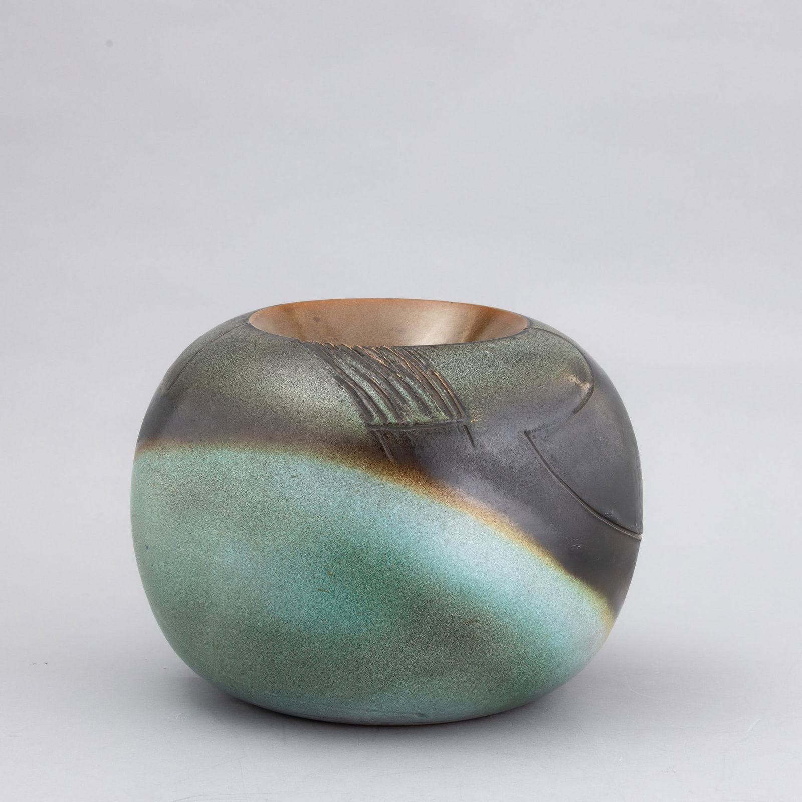 Nanni Valentini 1932-1985 N. Valentini, Ceramiche Arcore, 1970 ca: A ceramic vase with a polychrome enamel decor. Manufacturer's mark, altezza cm 21 diametro cm 24