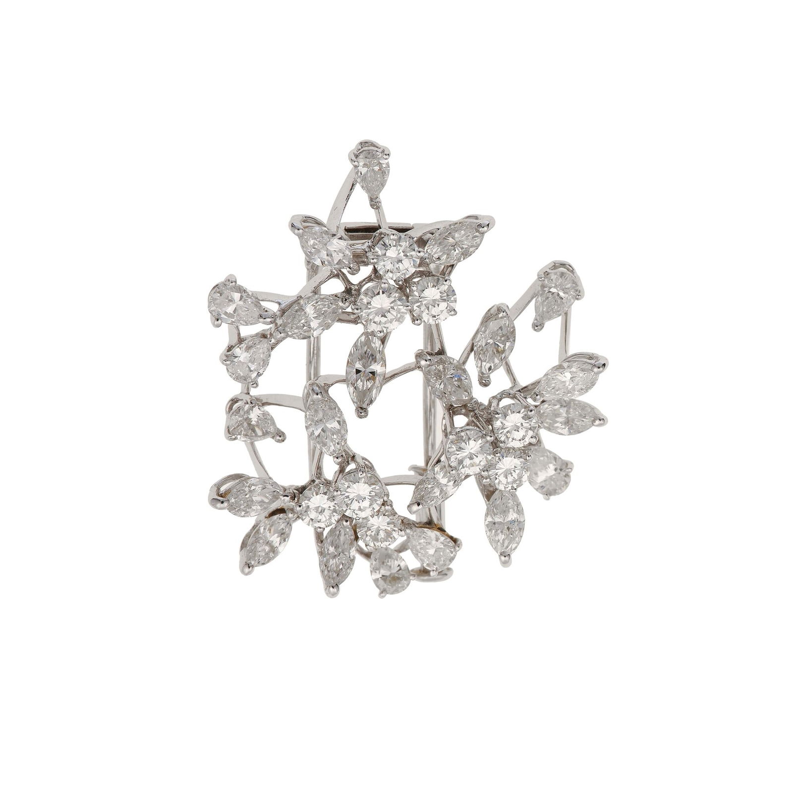 Diamond and gold brooch. Fitted case. Maker's Mark for Misani (1 of 1)