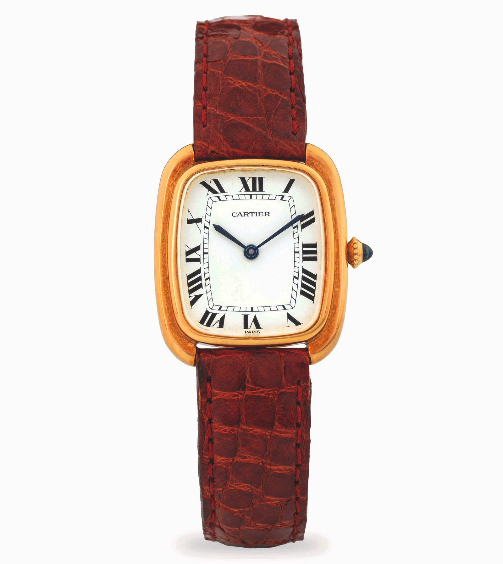 Cartier  Gondole automatic in yellow gold 18k, white dial with Roman numerals, circa 1990