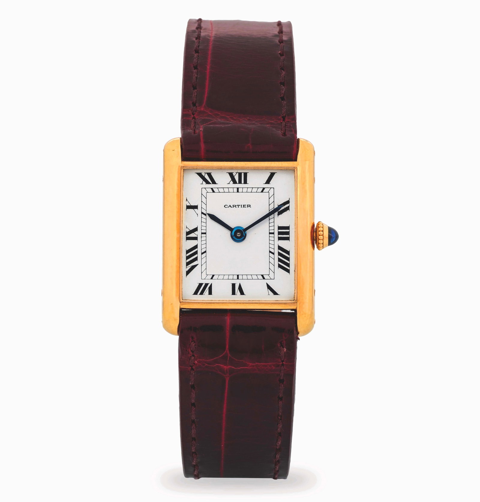 Cartier Tank Louis with 'Jaeger' movement in 18k yellow gold, white dial with Roman numerals, circa (1 of 4)