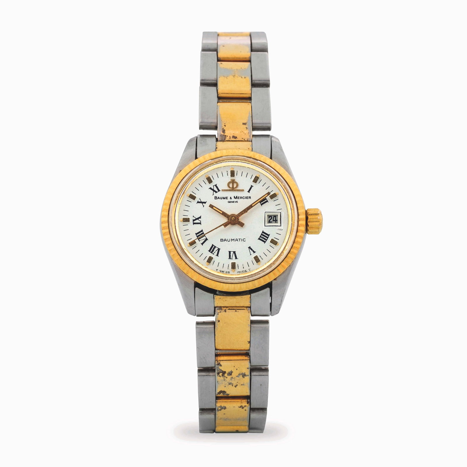 Baume & Mercier Baumatic Lady in steel and gold, white dial with Roman numerals, circa 1990 (1 of 1)