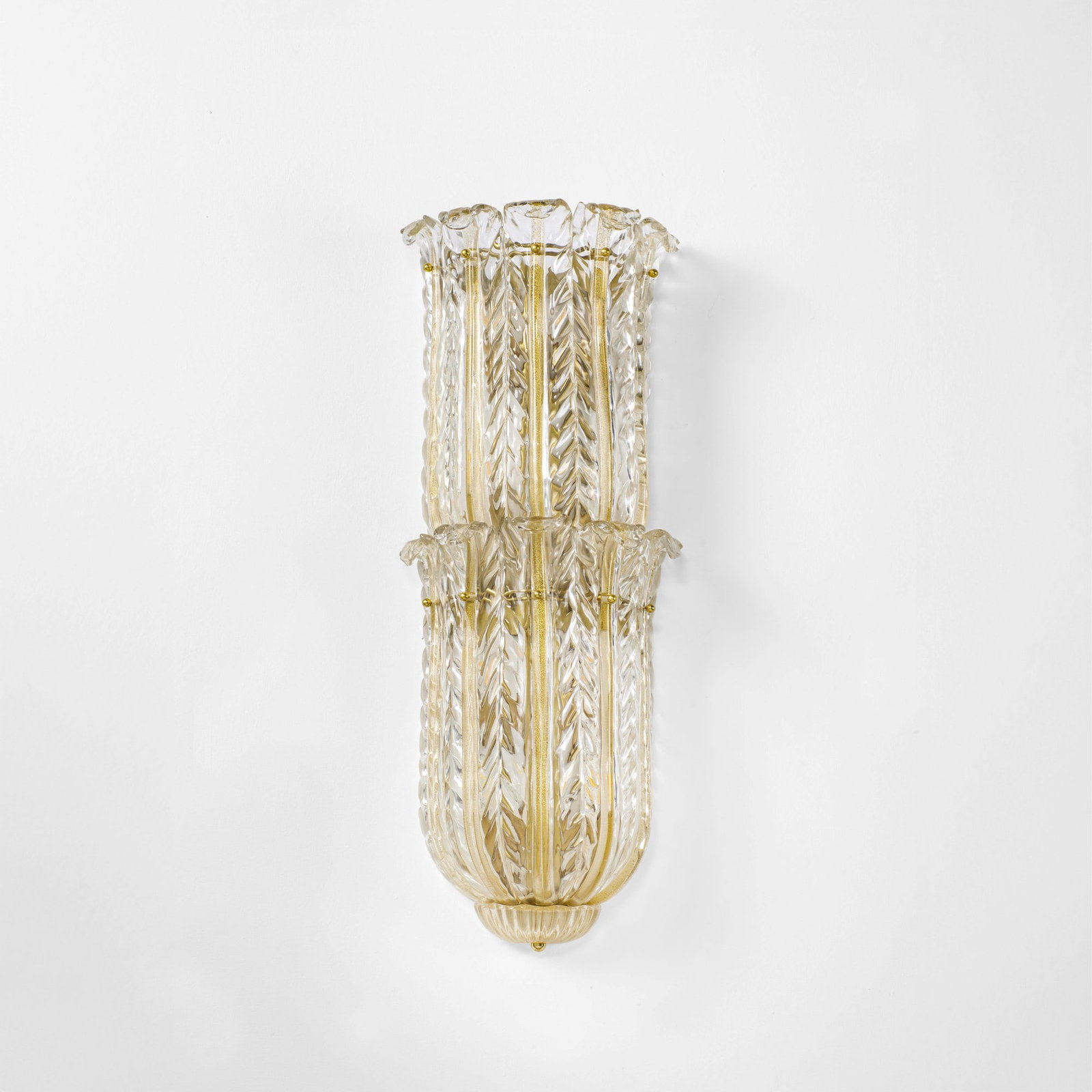 Archimede Seguso Lampada da parete: Struttura in metallo ed elementi diffusore in vetro di Murano. Prod. Archimede Seguso, Italia, 2000 ca.