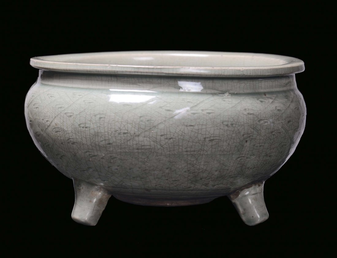 A Celadon porcelain tripod censer, China, Ming Dynasty,