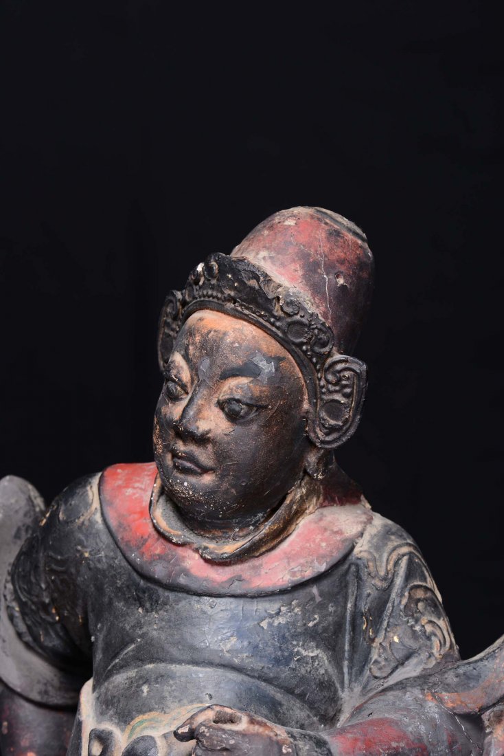 A pair of large black lacquered earthenware Dignitaries - 5