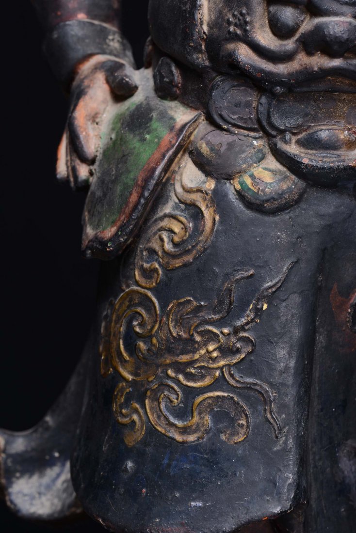 A pair of large black lacquered earthenware Dignitaries - 6