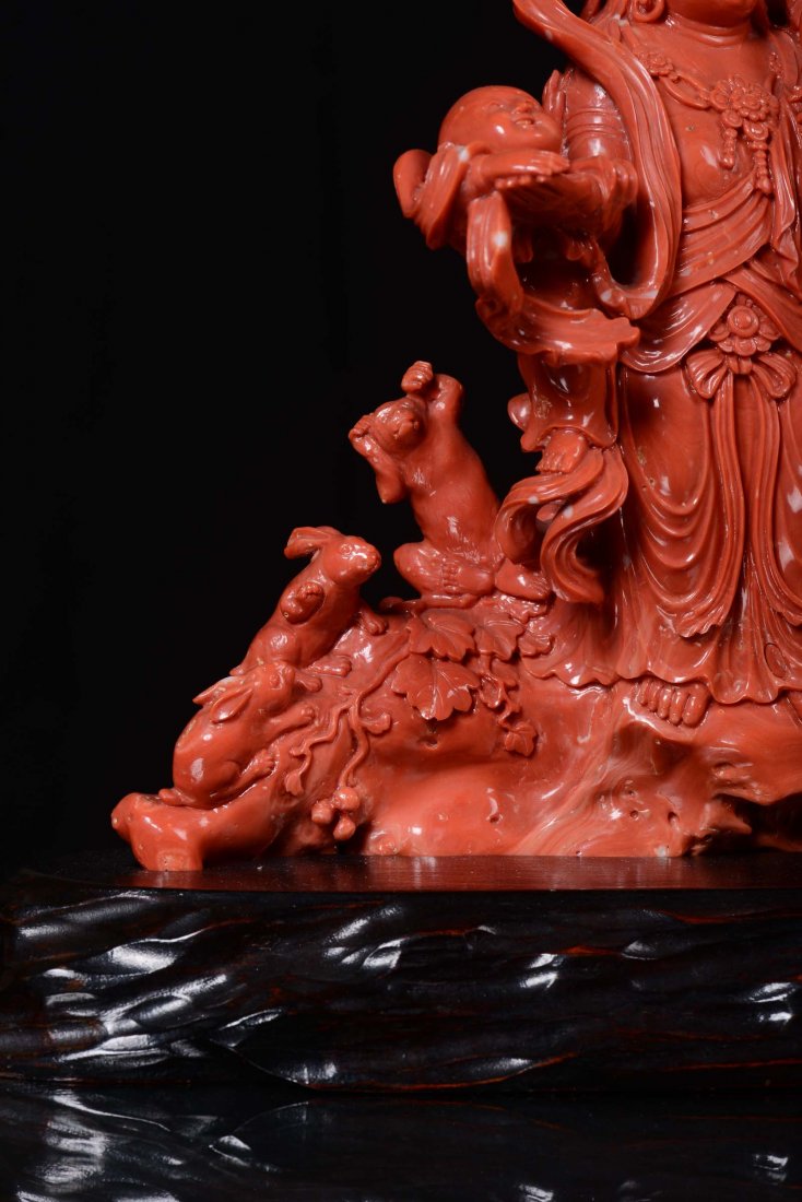 A red coral group with violinist, people and animals, C - 2