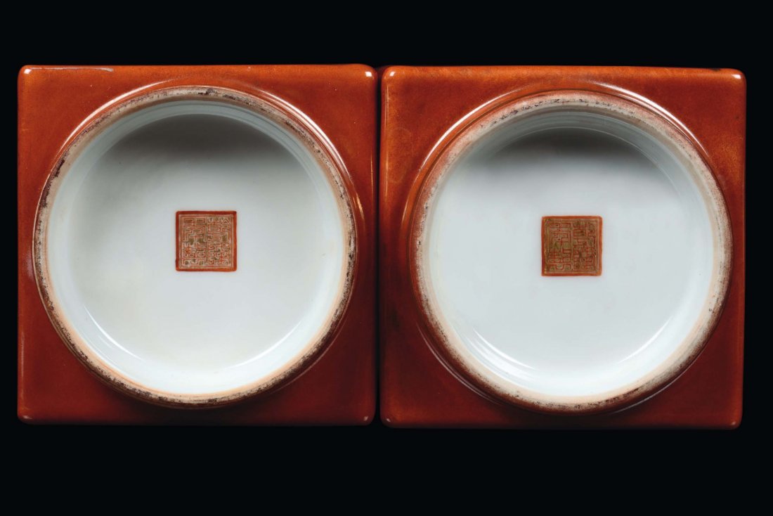 A pair of porcelain vases decorated in polychrome in th - 3