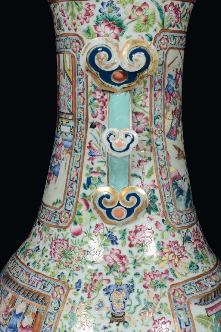 A pair of large and rare monumental polychrome porcelai - 7