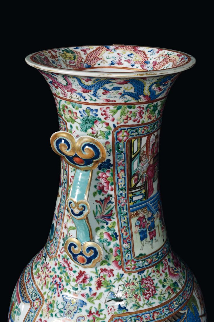 A pair of large and rare monumental polychrome porcelai - 8