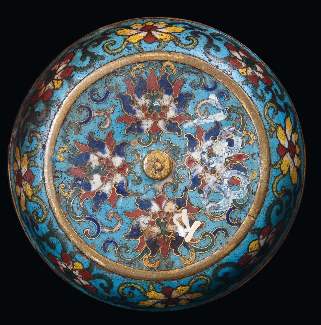 A rare cloisonnÃ© enamels censer, China, Qing Dynasty,  - 3