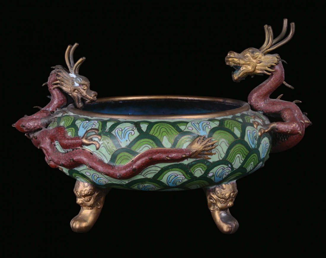 A small cloisonnÃ© censer with dragons, China, Qing Dyn
