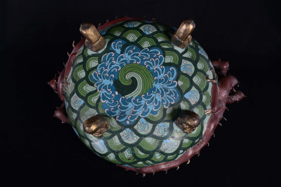 A small cloisonnÃ© censer with dragons, China, Qing Dyn - 4