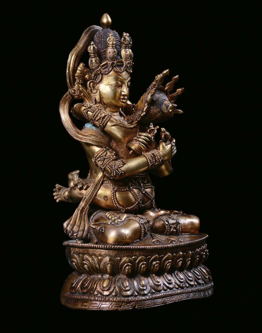 A gilt bronze figure of Tibetan divinity, Tibet, 19th c